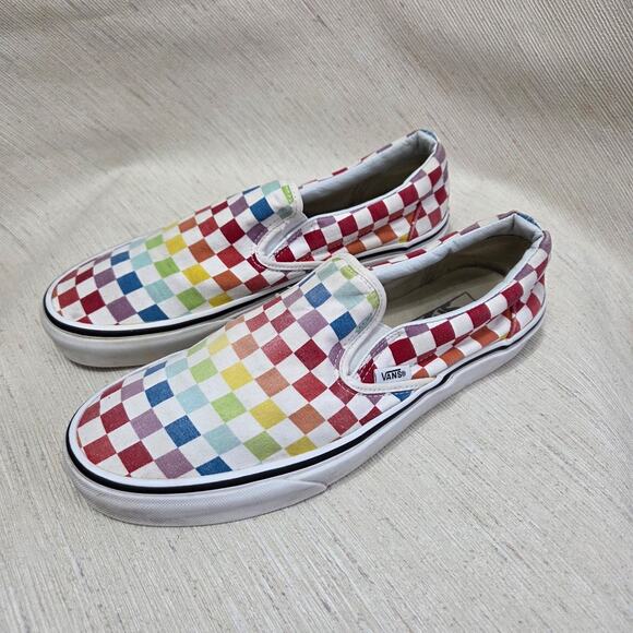 Vans Woman's flats Multi-Colored Checkered Design Shoes size 10.5 - Picture 3 of 6